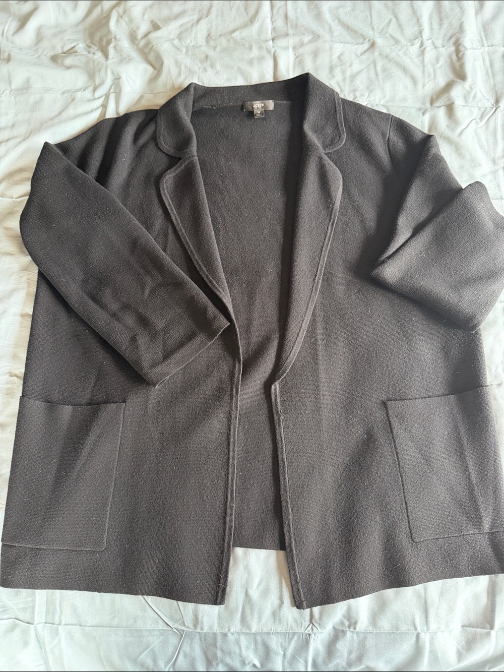 J Crew Women’s Black Open Front Jacket - Casual Blazer Style